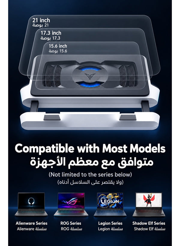 Gaming Laptop Cooler Flydigi BS2 Pro, RGB Laptop Cooling Pad for 15.6–21 Inch, Wind Pressure Closed Loop Turbo Fan up to 4000RPM, Triple Noise Reduction, Intelligent Temperature Control, 4 Level Adjustable Stand for ASUS ROG, Alienware, Lenovo Legion