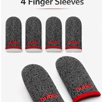 Gaming Finger Sleeves (4 Sleeves) by Nubia – Ultra-Thin & Sweatproof Silver Fiber Thumb Sleeves, Touchscreen Sensitive - for PUBG Mobile, COD, Fortnite & More (4 Sleeves)