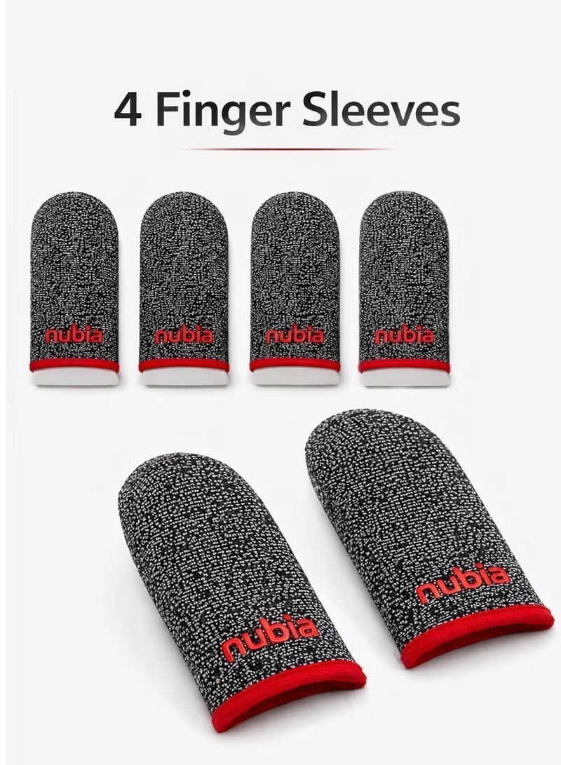 Gaming Finger Sleeves (4 Sleeves) by Nubia – Ultra-Thin & Sweatproof Silver Fiber Thumb Sleeves, Touchscreen Sensitive - for PUBG Mobile, COD, Fortnite & More (4 Sleeves)