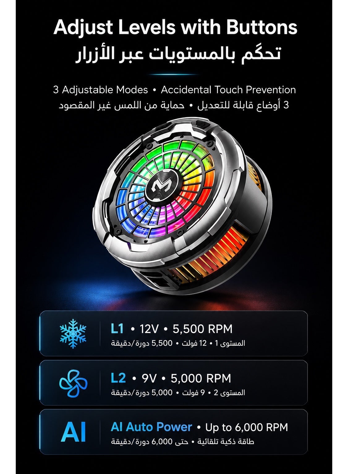 CX26 Ai Magnetic Smartphone Cooler, 30W Fast Cooling Semiconductor Radiator Fan 