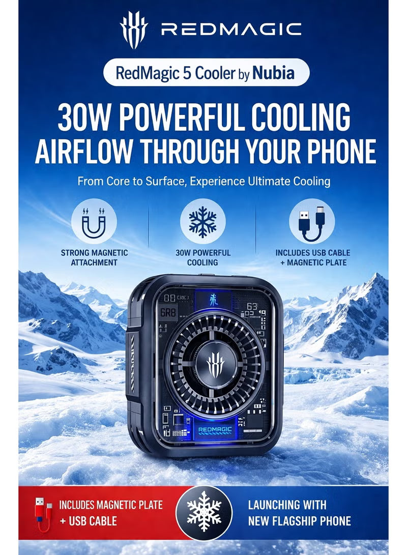Phone Cooler RedMagic 5 – 30W Magnetic Gaming Fan with Semiconductor Heatsink | Magnetic Mobile Cooler for Android, iPhone, iPad & Tablets – Ideal for Mobile Gaming & Live Streaming