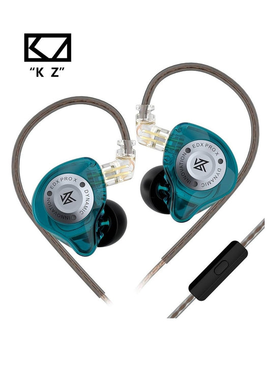 KZ EDX Pro X IEM in Ear Earphone, Single Dynamic Driver HiFi in-Ear Monitor with Ergonomic Shape, Wired Gaming Earbud, Detachable Cable for Audiophile (With Mic) – Blue