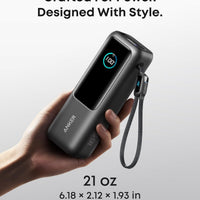 Anker Laptop Power Bank, 25,000mAh Portable Charger with Triple 100W USB-C Ports, Built-in Retractable Cables, Flight-Approved for Travel, iPhone 17/16 Series, Samsung, and More