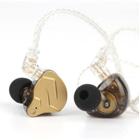 KZ ZSN PRO X IEM Dual Driver 1BA+1DD Hybrid Metal Earphones HiFi in-Ear Monitor with Detachable Recessed 2Pin Cable, Zinc Alloy Panel (With Mic, Gold)