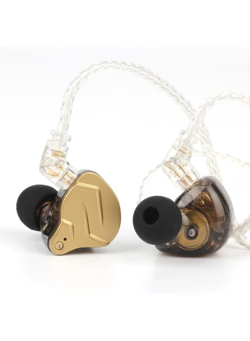 KZ ZSN PRO X IEM Dual Driver 1BA+1DD Hybrid Metal Earphones HiFi in-Ear Monitor with Detachable Recessed 2Pin Cable, Zinc Alloy Panel (With Mic, Gold)