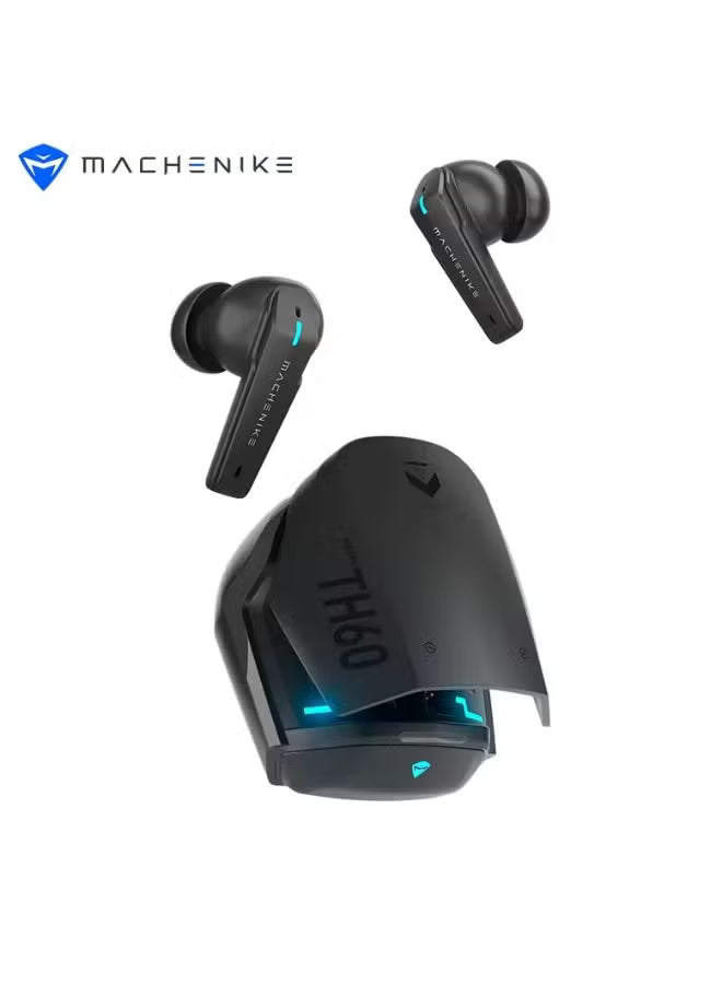 Machenike TH60 Gaming Earbuds TWS – Bluetooth 5.4, Ultra Low Latency Wireless Gaming AirPods, Dual Sound Modes (Gaming & Music), ENC Mic, IPX5 Water Resistant, Long Battery with Charging Case, USB-C Fast Charging – RedMagic, iPhone, iPad, Android, Samsung