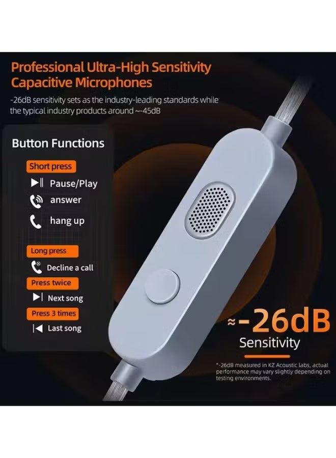 KZ M2 Type-C 0.78mm Silver-Plated Earphone Upgrade Cable, featuring Dual Microphones, High-Performance DAC Chip, Hi-Fi Audio Decoding, and Adjustable Sound Modes. Premium 0.78mm Type-C IEM Cable compatible with KZ ZS10 Pro 2 and other 0.78mm pin earphones