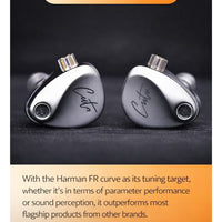 Z Castor Harman IEM Target Version IEM In-Ear Earphones – Dual Dynamic Drivers (10mm + 8mm), Tunable Sound with 4 Adjustment Switches (16 Profiles), Noise Isolating, 3.5mm, 0.75mm 2-Pin, Silver With Mic