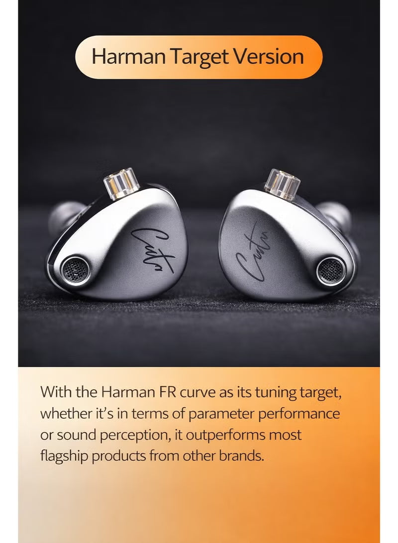 Z Castor Harman IEM Target Version IEM In-Ear Earphones – Dual Dynamic Drivers (10mm + 8mm), Tunable Sound with 4 Adjustment Switches (16 Profiles), Noise Isolating, 3.5mm, 0.75mm 2-Pin, Silver With Mic