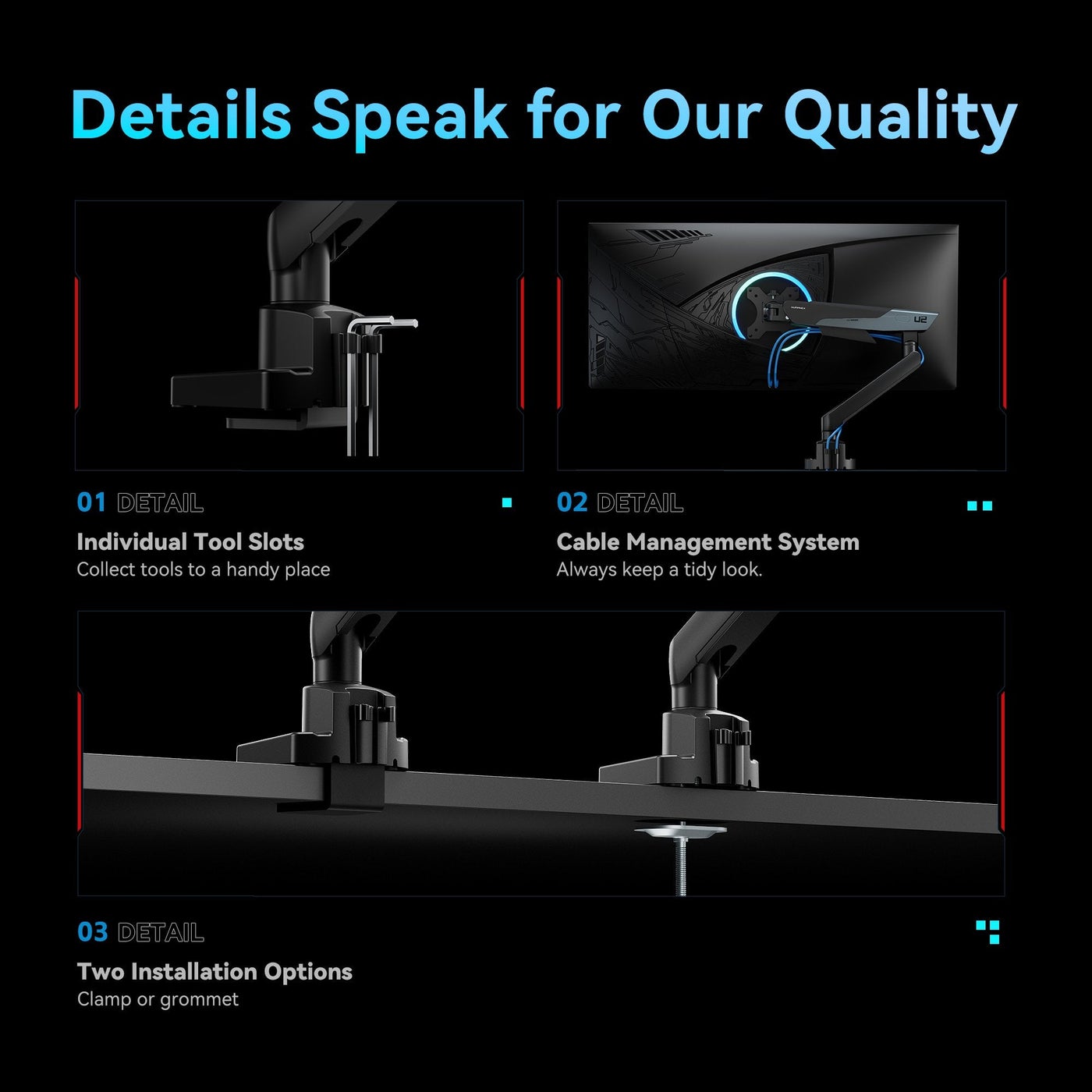 Humanex Humanex Stealth Mecha Premium Professional Gaming Monitor Arm, Single Mo