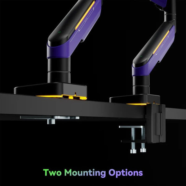 Humanex Premium Professional RGB Gaming Monitor Arm, Heavy Duty Single Monitor Desk Mount for 17–49″ Ultrawide Screens, Supports up to 20 kg, Full Motion Tilt, Swivel and 360° Screen Rotation, 20 RGB Lighting Modes, VESA 75×75 / 100×100, Built In