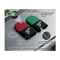 Flaregun P4 Gaming Finger Sleeves, Silver-Fiber Touchscreen Covers, Dual Colour 4-Pack (2× Black + Green and 2× Black + Red) for PUBG Mobile, Call of Duty Mobile, iPad and Tablet Gaming