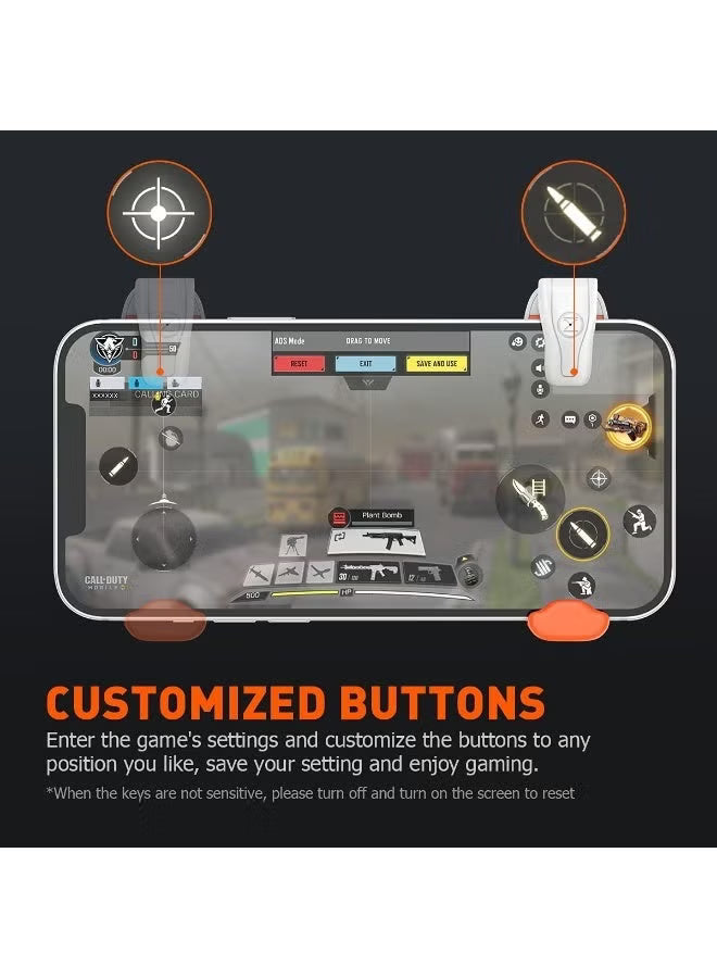 BIGBIG WON Automatic Laser Gaming Mobile Triggers, Super Fast Shooting, 75mAh long-lasting battery,High-Frequency Burst Mode, Alloy Buttons, iPhone/Android Compatible, PUBG Battlefield Accessory - 2 pieces left and right