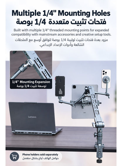 LEAPLIGHT Cantilever Overhead Mount, Professional Heavy-Duty 5KG Camera Desk Arm, Aluminum Articulating Boom Stand with 360°/270° Multi-Angle Adjustment, Arca Clamp & NATO Rail for DSLR, Mirrorless Camera, Phone, iPad, Overhead Shooting