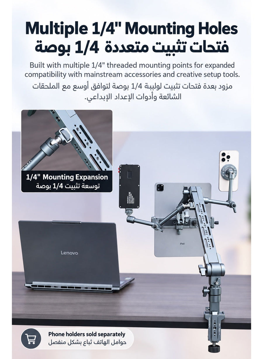 LEAPLIGHT Cantilever Overhead Mount, Professional Heavy-Duty 5KG Camera Desk Arm, Aluminum Articulating Boom Stand with 360°/270° Multi-Angle Adjustment, Arca Clamp & NATO Rail for DSLR, Mirrorless Camera, Phone, iPad, Overhead Shooting