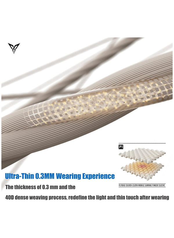 Flydigi Original 4 P1 Silver Cloth (2 pairs) Gaming Finger Sleeves, Ultra-Thin 0.3mm, Superconductive FlySilver Fabric, Zero-Lag Touch, Breathable & Sweat-Resistant – Compatible with iPhone, iPad, RedMagic, Samsung – PUBG, COD & FPS Gaming (1 pair - 2 PCS