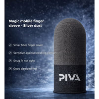 pivaPIVA Mobile Gaming Finger Sleeves – Frost Cold Silver Fiber Touchscreen Finger Cover for PUBG & FPS Games, Anti-Sweat, High Sensitivity, Smooth Control For Redmagic, Iphone, iPad, Samsung, Poco and Mobile Phones (2 Pairs / 4 PCS)