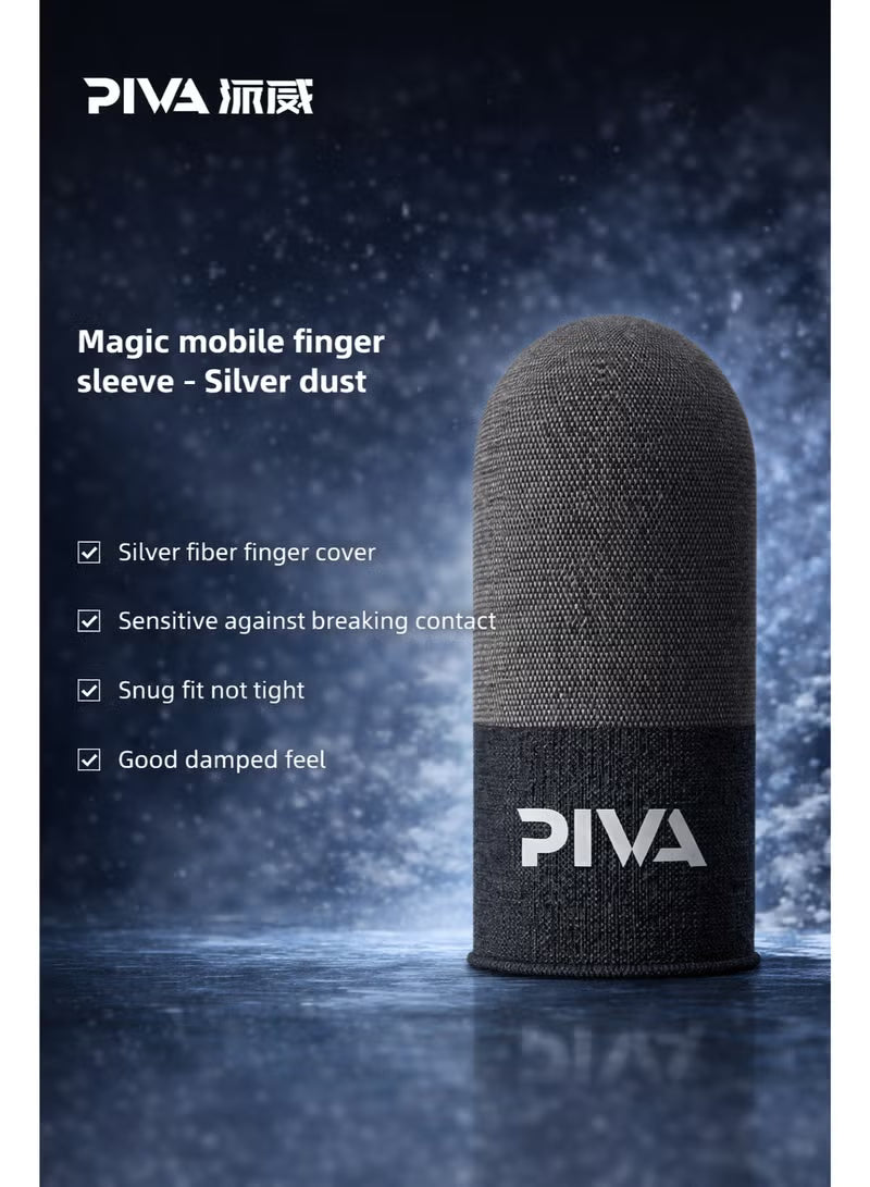 pivaPIVA Mobile Gaming Finger Sleeves – Frost Cold Silver Fiber Touchscreen Finger Cover for PUBG & FPS Games, Anti-Sweat, High Sensitivity, Smooth Control For Redmagic, Iphone, iPad, Samsung, Poco and Mobile Phones (2 Pairs / 4 PCS)