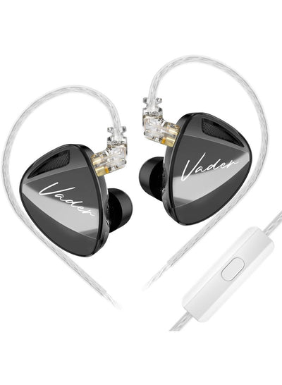 KZ Vader iem High-Resolution Triple Driver In-Ear Monitor Earphones, HiFi IEM with 4-Level Custom Tuning, Electronic Crossover Filter, 0.75mm 2-Pin Wired Earbuds with Mic, Deep Bass Studio Sound for Gaming & Music - (High Resolution Version , With Mic)