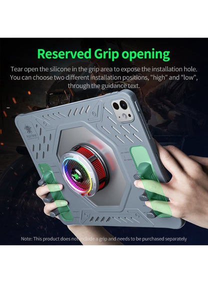 PLEXTONE GP60 Mark II Gaming Case for iPad Pro 11 Inch (2024 M4), Rugged Shockproof Tablet Case, Silicone Protective Cover with Cooling Fan Hole, Heat Dissipation Design, Anti-Slip Ergonomic Grip, Heavy Duty Drop Protection for Gaming & Work
