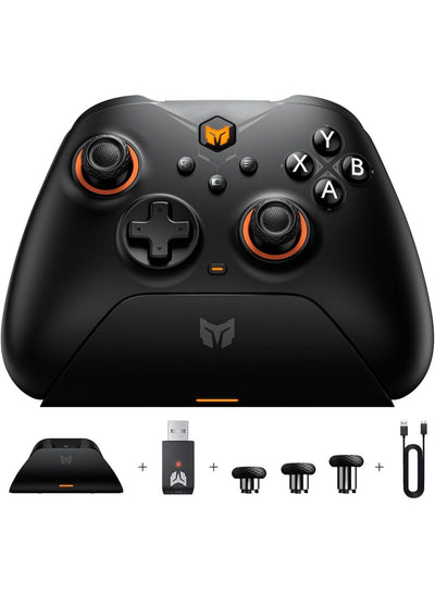 BIGBIG WON Gale Hall Gaming Controller, Wireless & Wired Gamepad, 2000-Level Precision Joysticks, 12-Bit ADC, Zero Dead Zone, Anti Stick Drift, 1000mAh Battery, Charging Dock, 2.4G Bluetooth, Gyroscope, Macro, for PC Switch iOS Android