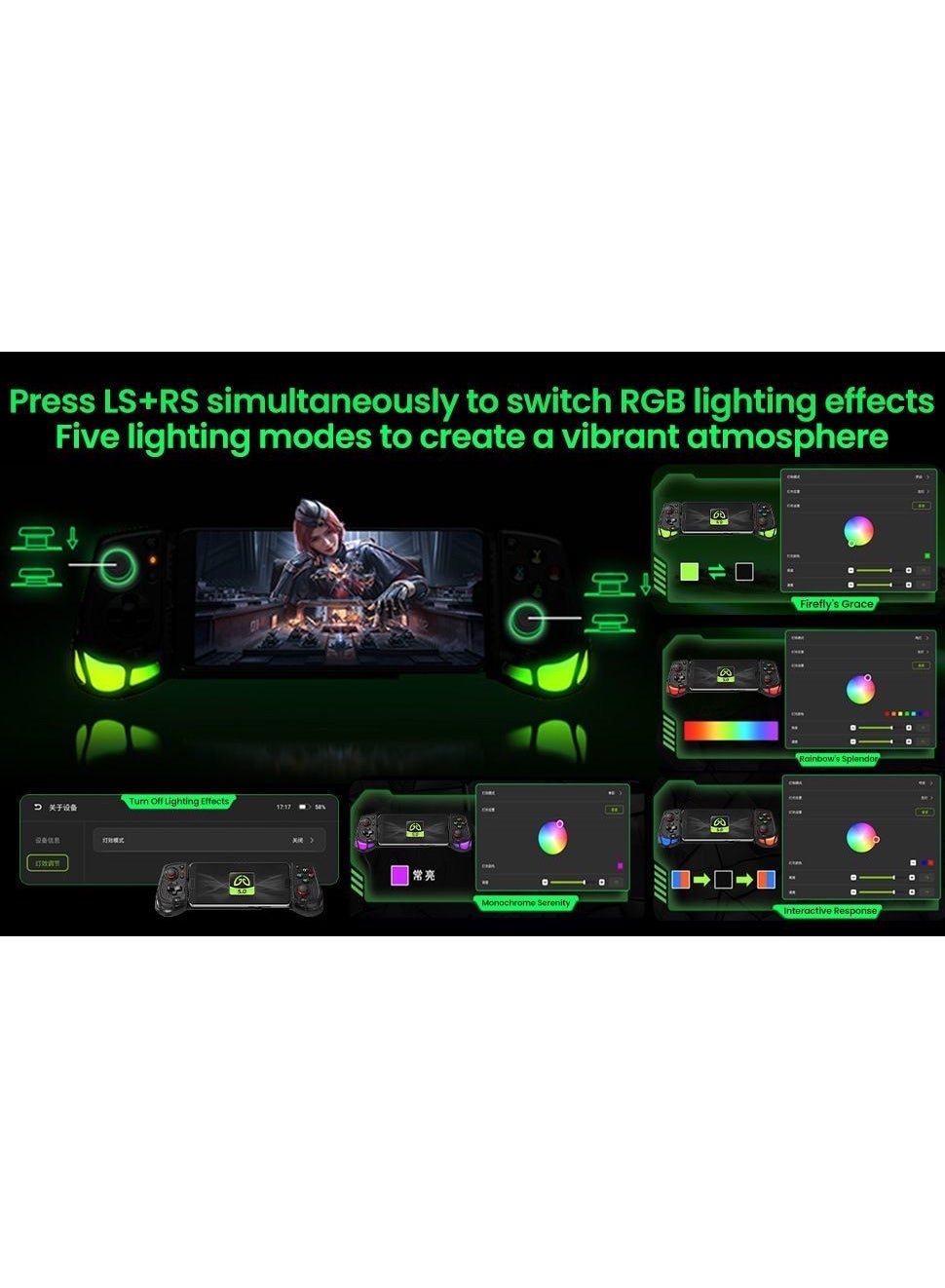 Mobile Game Controller GAMWING AB05, Type-C Telescopic Gaming Gamepad for iPhone, iPad, Android Phones & Tablets, Hall Effect Joysticks, RGB Lighting, Pass-Through Charging, Turbo Auto-Fire, Macro Buttons for PUBG Mobile, COD Mobile