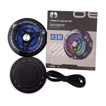 FS12 45W Semiconductor Tablet Cooler Large Area Powerful Cooling Magnetic RGB Phone Cooler for Pad/Gaming Phones with Lights for IPAD and TABLETS