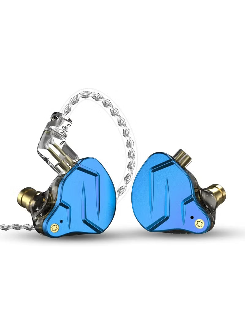 KZ ZSN PRO X IEM Dual Driver 1BA+1DD Hybrid Metal Earphones HiFi in-Ear Monitor with Detachable Recessed 2Pin Cable, Zinc Alloy Panel (With Mic, BLUE)
