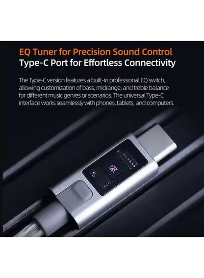 KZ M2 Type-C 0.78mm Silver-Plated Earphone Upgrade Cable, featuring Dual Microphones, High-Performance DAC Chip, Hi-Fi Audio Decoding, and Adjustable Sound Modes. Premium 0.78mm Type-C IEM Cable compatible with KZ ZS10 Pro 2 and other 0.78mm pin earphones