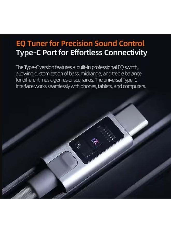 KZ M2 Type-C 0.78mm Silver-Plated Earphone Upgrade Cable, featuring Dual Microphones, High-Performance DAC Chip, Hi-Fi Audio Decoding, and Adjustable Sound Modes. Premium 0.78mm Type-C IEM Cable compatible with KZ ZS10 Pro 2 and other 0.78mm pin earphones