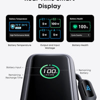 Anker Laptop Power Bank, 25,000mAh Portable Charger with Triple 100W USB-C Ports, Built-in Retractable Cables, Flight-Approved for Travel, iPhone 17/16 Series, Samsung, and More