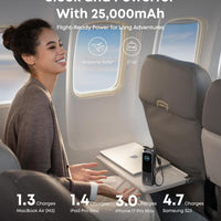 Anker Laptop Power Bank, 25,000mAh Portable Charger with Triple 100W USB-C Ports, Built-in Retractable Cables, Flight-Approved for Travel, iPhone 17/16 Series, Samsung, and More