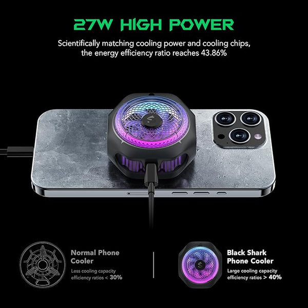 Black Shark Cooler 4 Pro Magnetic Phone and Ipad Cooler + magnetic sheet - Compatible with Smartphones, iPads – Includes Magnetic Base and Clip