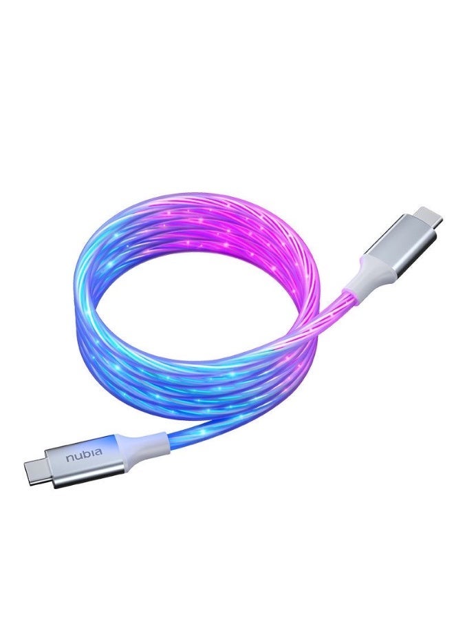 Nubia GT Original 100W RGB USB C Fast Charging Cable, Semi Transparent, 5A E-Mar