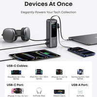 Anker Laptop Power Bank, 25,000mAh Portable Charger with Triple 100W USB-C Ports, Built-in Retractable Cables, Flight-Approved for Travel, iPhone 17/16 Series, Samsung, and More