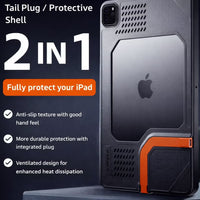 PIVA Gaming 2-in-1 iPad Protective Case with Tail Plug, 60W Fast Charging, 4K HD Display Support, Anti-Slip Texture, Heat Dissipation Design, for iPad PRO 11 inch 2018-2025