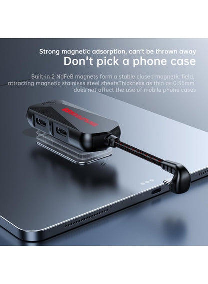 GS1 Type-C 3-in-1 Gaming Audio Adapter, 60W PD Fast Charging + 3.5mm Hi-Res Sound Card, Type-C to Aux Converter with Mic Support, Magnetic Design for Android, RedMagic, Black Shark, Xiaomi, Huawei, iPhone 15/16/17 Series, iPad, MacBook, Laptops