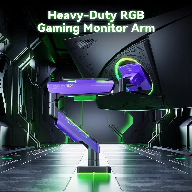 Humanex Humanex Premium Professional RGB Gaming Monitor Arm, Heavy Duty Single M
