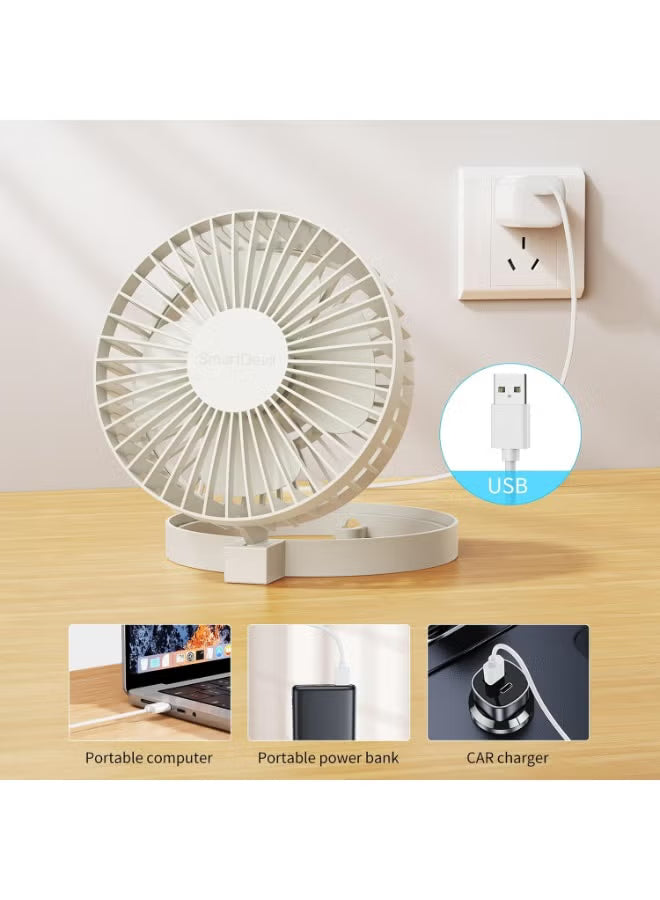 SmartDevil USB Desk Fan, Small Personal Desktop Table Fan with Strong Wind, Quiet Operation Portable Mini Fan for Home Office Bedroom Table and Desktop (white)
