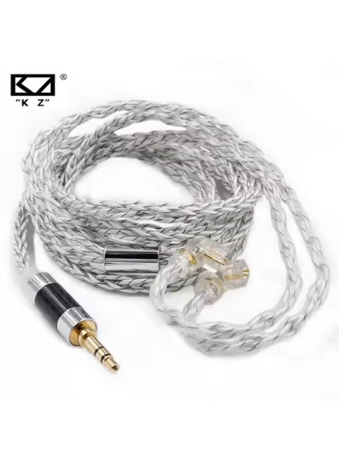 Z 784 Core Blue-Silver Mixed Silver-Plated Hi-Fi Audio Upgrade Cable, 3.5mm Plug, 2-Pin Connector, Low-Loss High-Purity Replacement Cable for KZ IEM Earphones