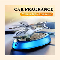 Car Air Freshener Helicopter Solar Energy Rotating Aromatherapy Aviation Al Alloy Diffuser Interior Decoration Accessories Diffuser For Car & Home Car Perfumes - INCLUDES NON SLIP MAT and AIR FRESHENER ESSENTIAL OIL