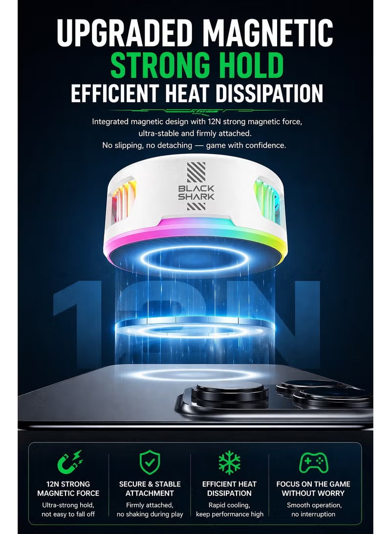 Blackshark 5 funcooler Phone Cooler, 20W Magnetic Cooling Fan with App Control, Ultra-Quiet Portable Cooling Pad, Strong Magnetic Attachment for iPhone, Android, RedMagic & iPad – Perfect for FPS Games like PUBG Mobile & Call of Duty Mobile