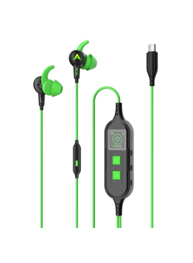PIVA S6PRO Gaming Earphones With 27 PD Charging Port , APP Control, Built-in Sound Card, 3D Surround Sound, RGB Lighting, For iPhone, Redmagic, Samsung, Mobile, PC, PS5, PS4, Xbox Series X/s, Xbox One, Nintendo Switch - Type C Green