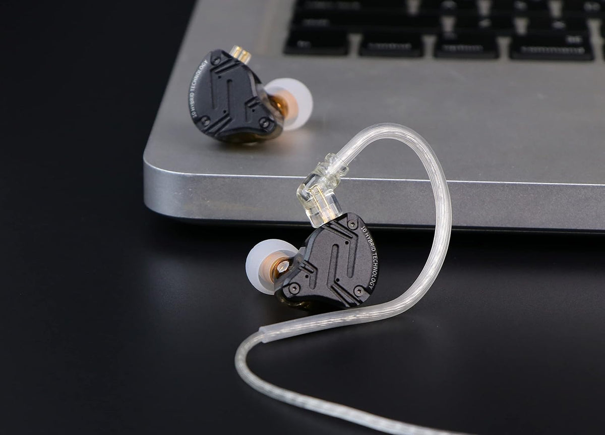 Linsoul KZ ZS10 PRO X ترقية 1DD+4BA Hybrid Driver HiFi داخل سماعات الأذن IEM مع لوحة حماية من خليط معدني، كابل 2Pin قابل للفصل مطلي بالفضة لمرحلة DJ الموسيقية (مع ميكروفون)