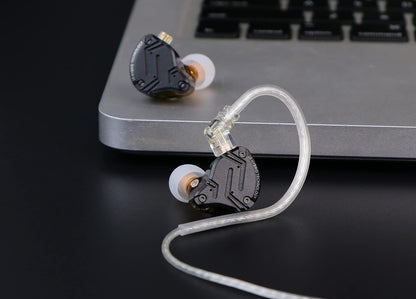 Linsoul KZ ZS10 PRO X ترقية 1DD+4BA Hybrid Driver HiFi داخل سماعات الأذن IEM مع لوحة حماية من خليط معدني، كابل 2Pin قابل للفصل مطلي بالفضة لمرحلة DJ الموسيقية (مع ميكروفون)