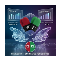 Flaregun P4 Gaming Finger Sleeves, Silver-Fiber Touchscreen Covers, Dual Colour 4-Pack (2× Black + Green and 2× Black + Red) for PUBG Mobile, Call of Duty Mobile, iPad and Tablet Gaming