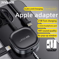 PIVA G2 iPhone AUX Lightning Converter Adapter Dongle – 3.5mm Headphone Jack with 21W Fast Charging, HD Clear Voice with Extra Bass, Zero Delay, Mic Supported, MFI-Certified – Compatible with iPhone 8, X, 11, 12, 13 & 14 Pro Max (Lightning + AUX)