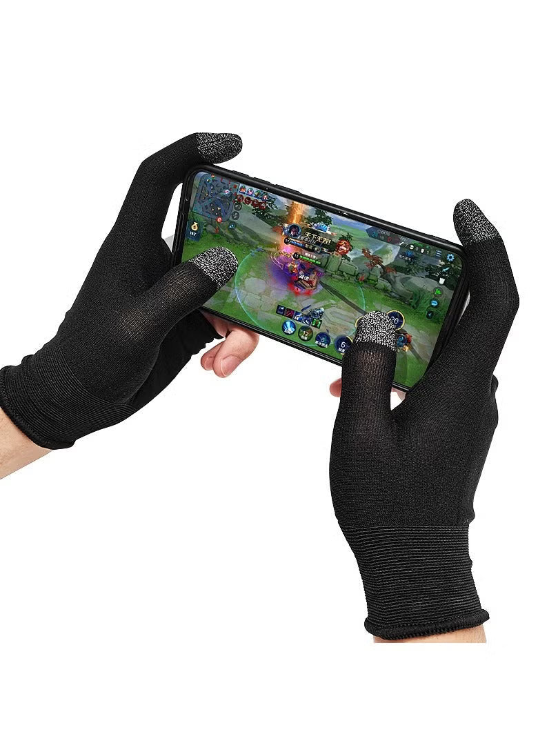 MEMO Carbon Fiber Two-Finger Gaming Glove – High Sensitivity Touch, Breathable & Sweat-Proof, Anti-Slip Design for Smooth & Precise Control – Compatible with iPhone, iPad, RedMagic, Samsung – Ideal for PUBG, COD & FPS Gaming (1 Pair - 2 PCS)