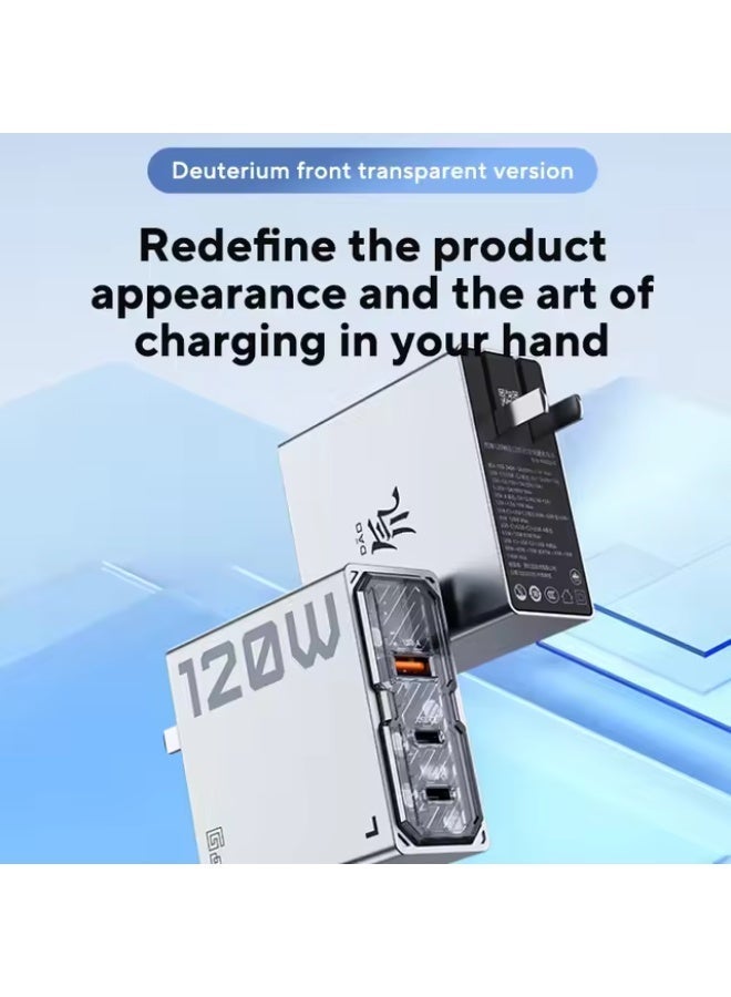 RedMagic 120W Triple-Port GaN Fast Charger with Transparent Tech Design, NeoCharger 3.0 Smart Power Allocation, Compact 
