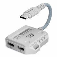 Plextone GS1 Type-C 2-in-1 Adapter Dongle, Dual Type-C Headphone & Charging Jacks with 60W Fast Charging, Hi-Res Audio, Zero Delay, Mic Supported, Plug-and-Play USB-C Converter – Compatible with iPhone, RedMagic, Samsung, iPad & Tablets